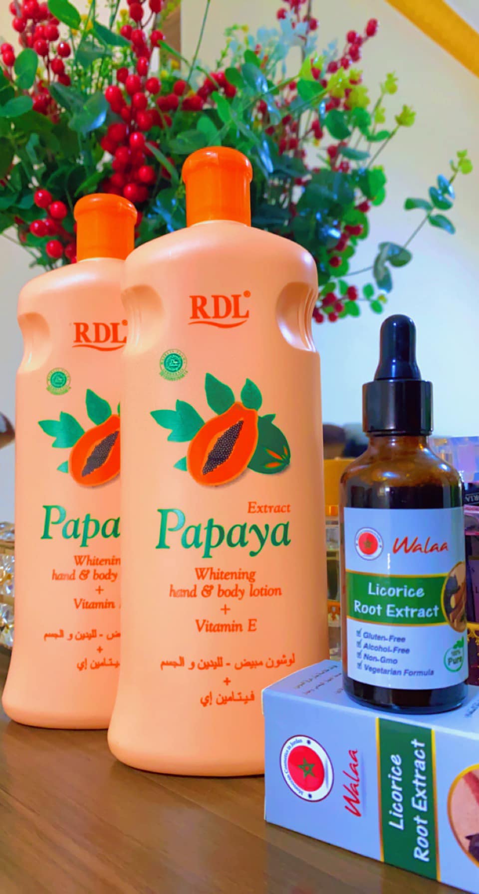 لوشن البابايا مع مستخلص جذر عرق السوس