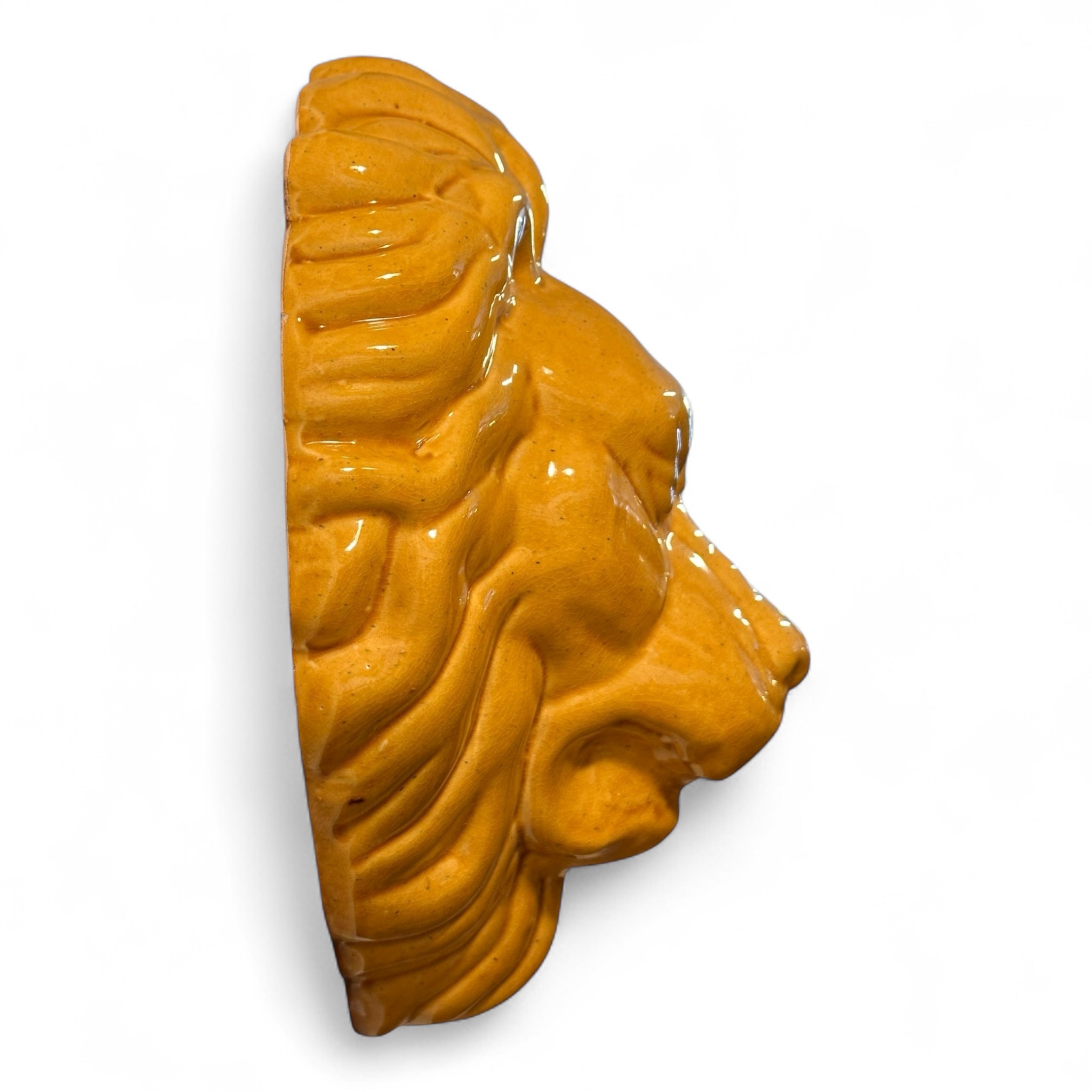 Máscarón o cabeza de león de cerámica esmaltada