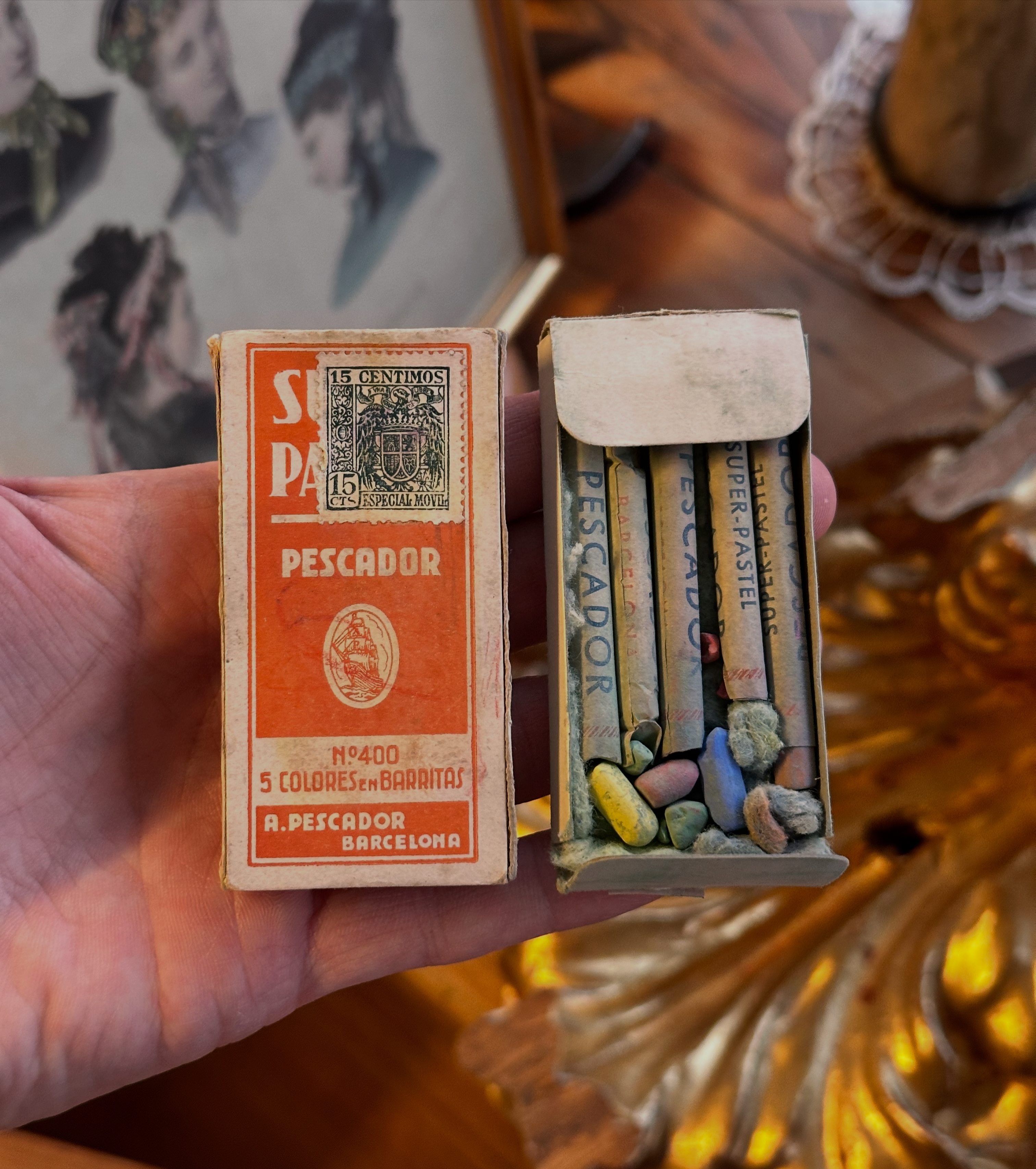 Cajita de pinturas pastel “pescador”