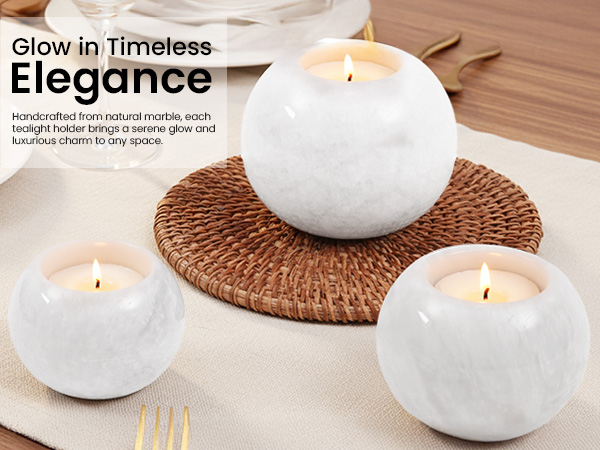 Marble Tealight Candle Holder 4" Inches Handmade White Decorative Candle