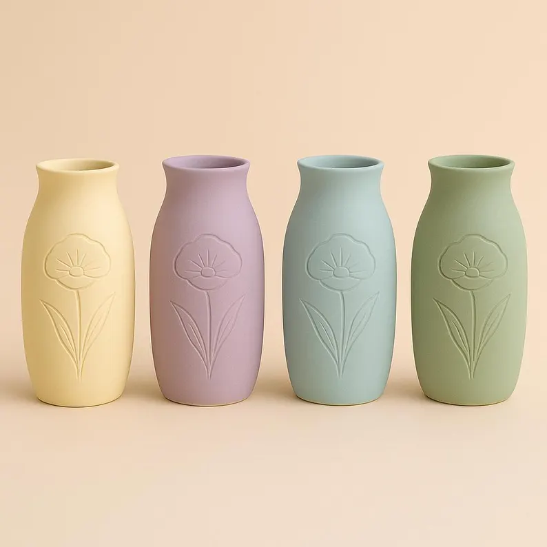 andmade with Carved Floral Design - Poppies