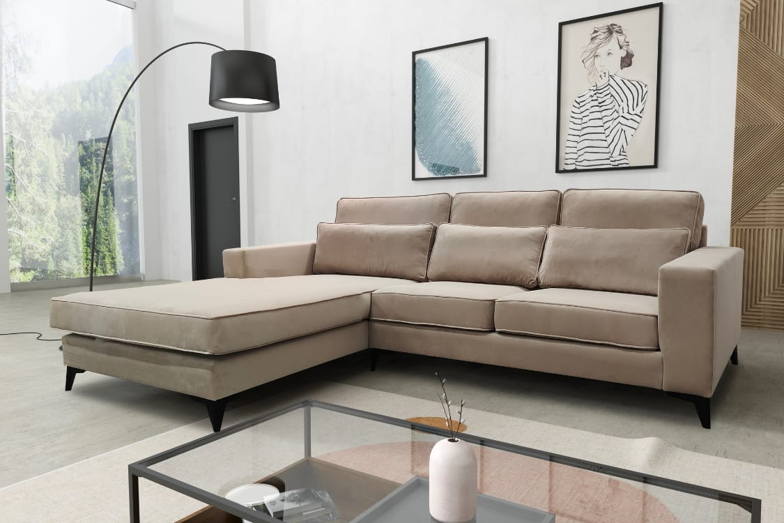 Canapé "Madrid" d'angle velours beige