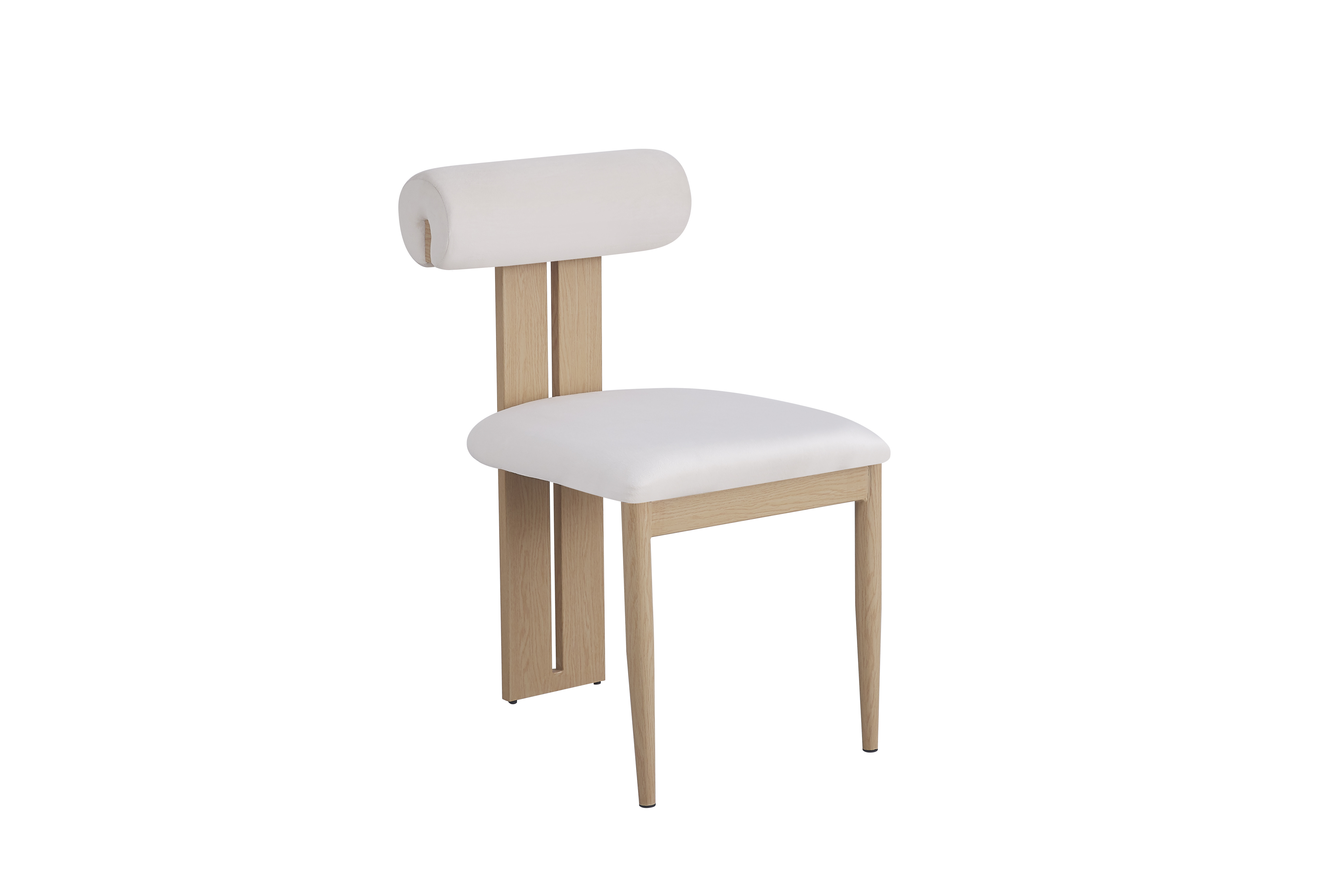 Chaise Tiffany – Pied effet bois, assise velours beige