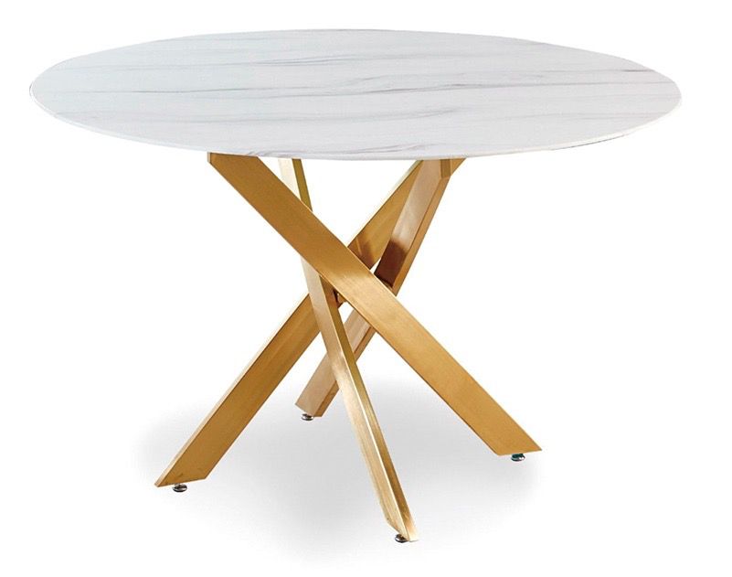 Table à manger "Olivia" rond marbre doré 1m 