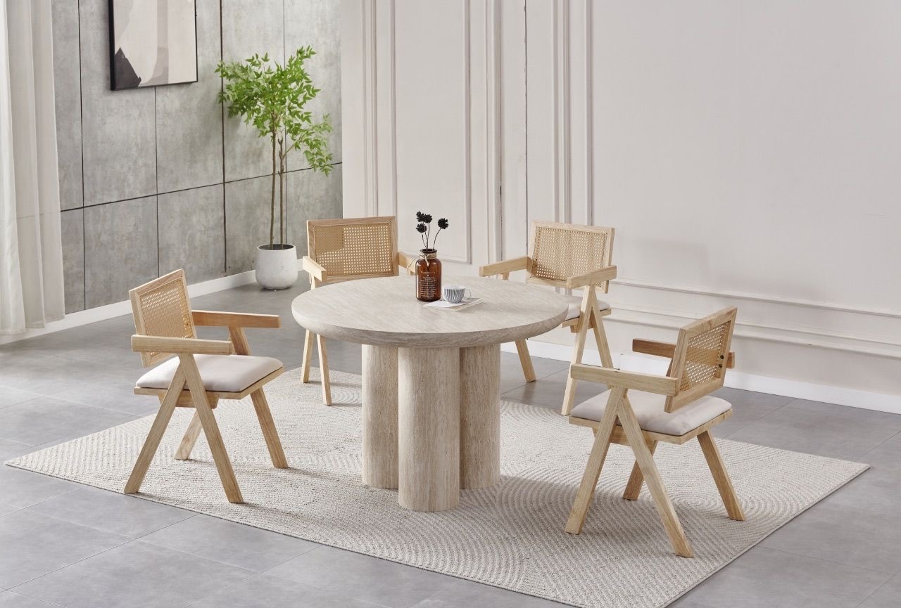 Table à manger "Maya" - Effet noyer ou travertin