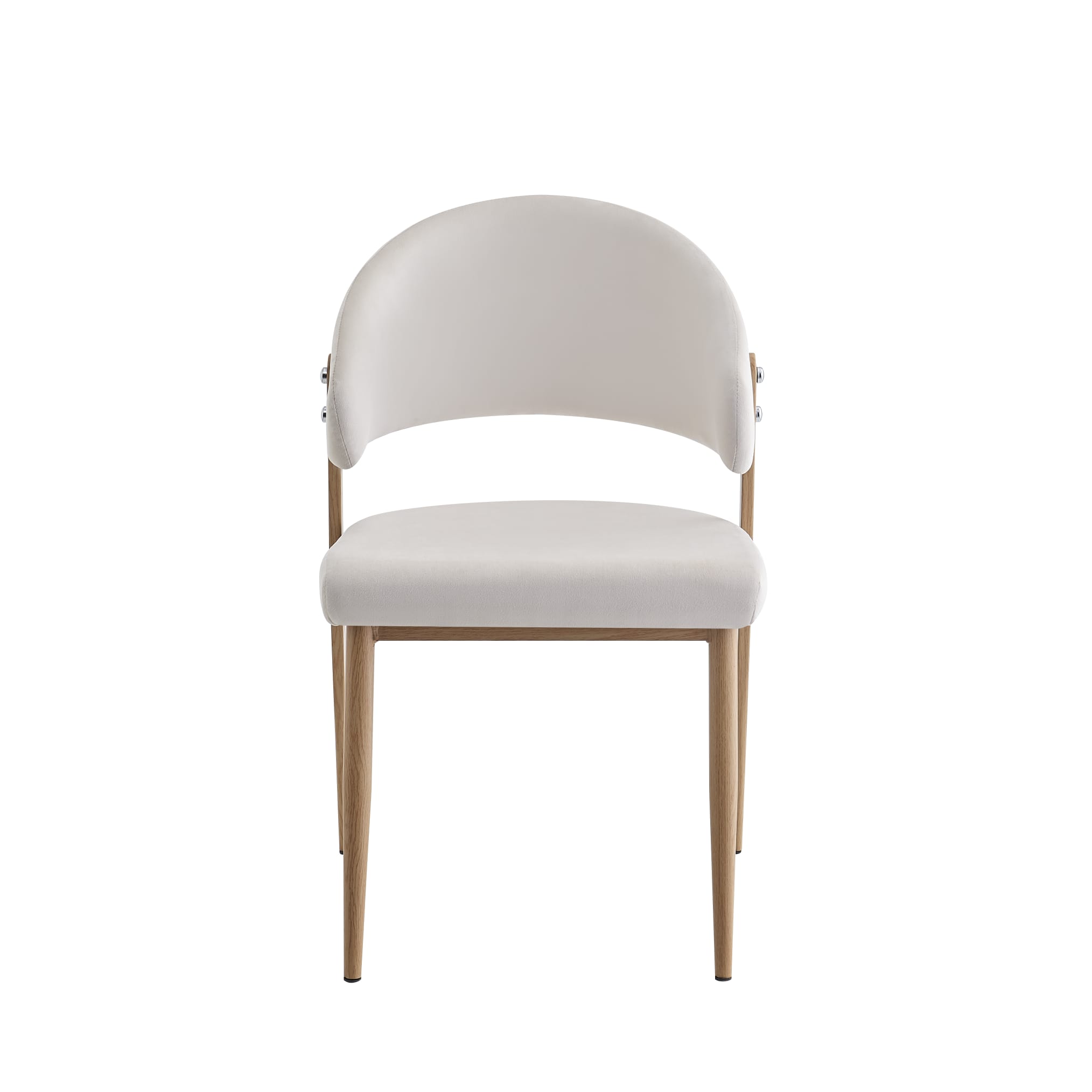 Chaise "Lamia" pied bois assise velours beige 