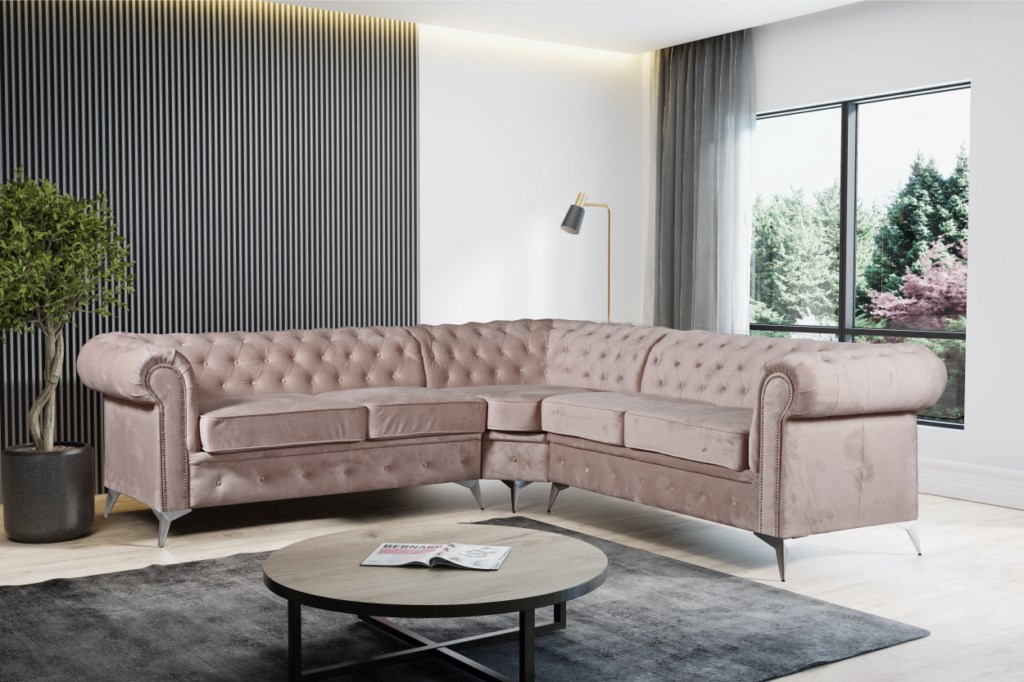 Canapé d'angle "Tiffany" velours