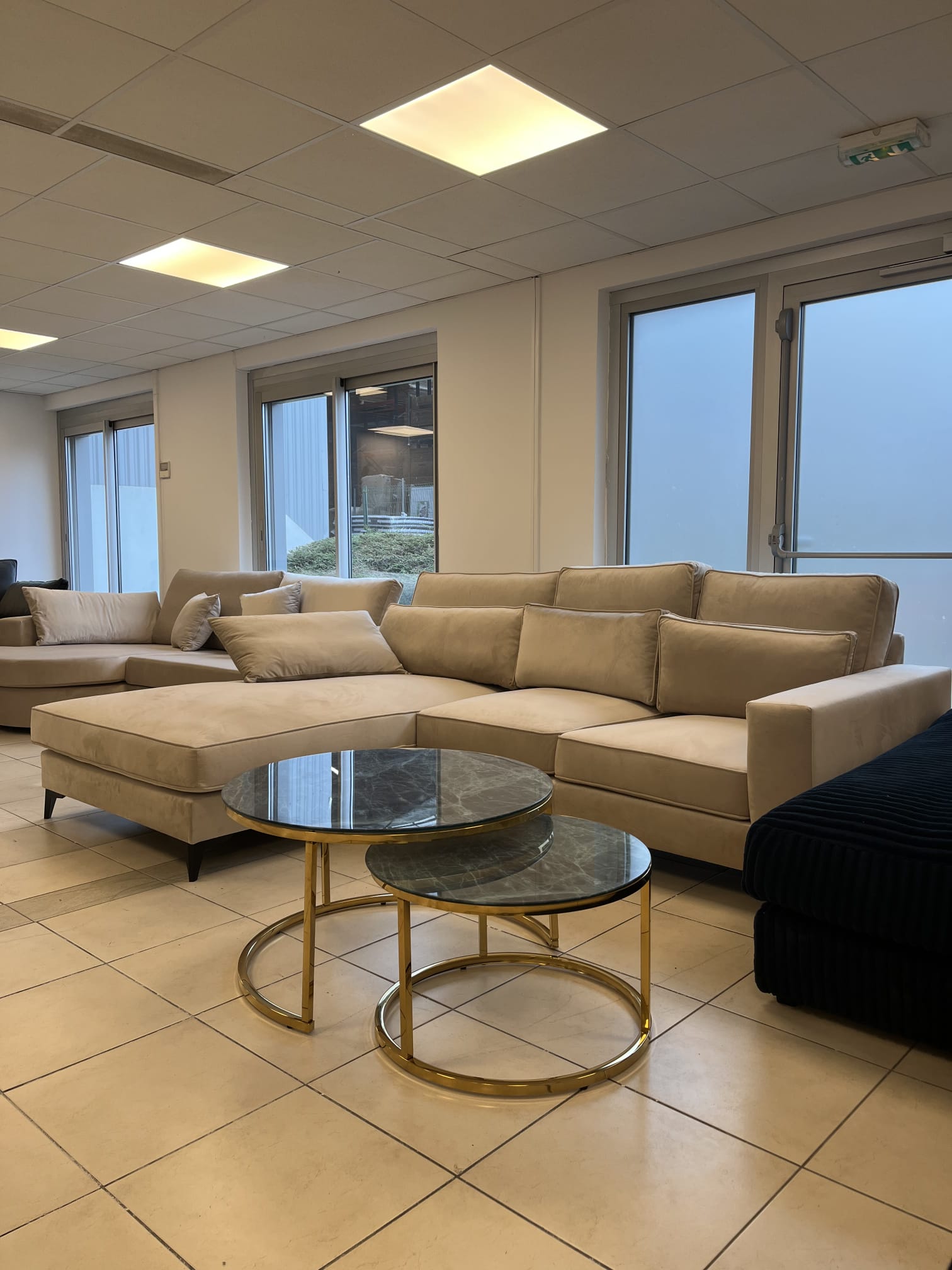 Canapé "Madrid" d'angle velours beige