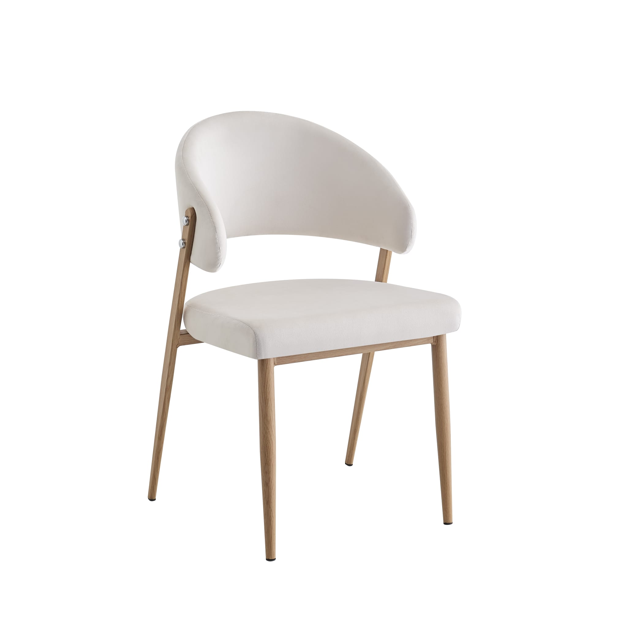 Chaise "Lamia" pied bois assise velours beige 