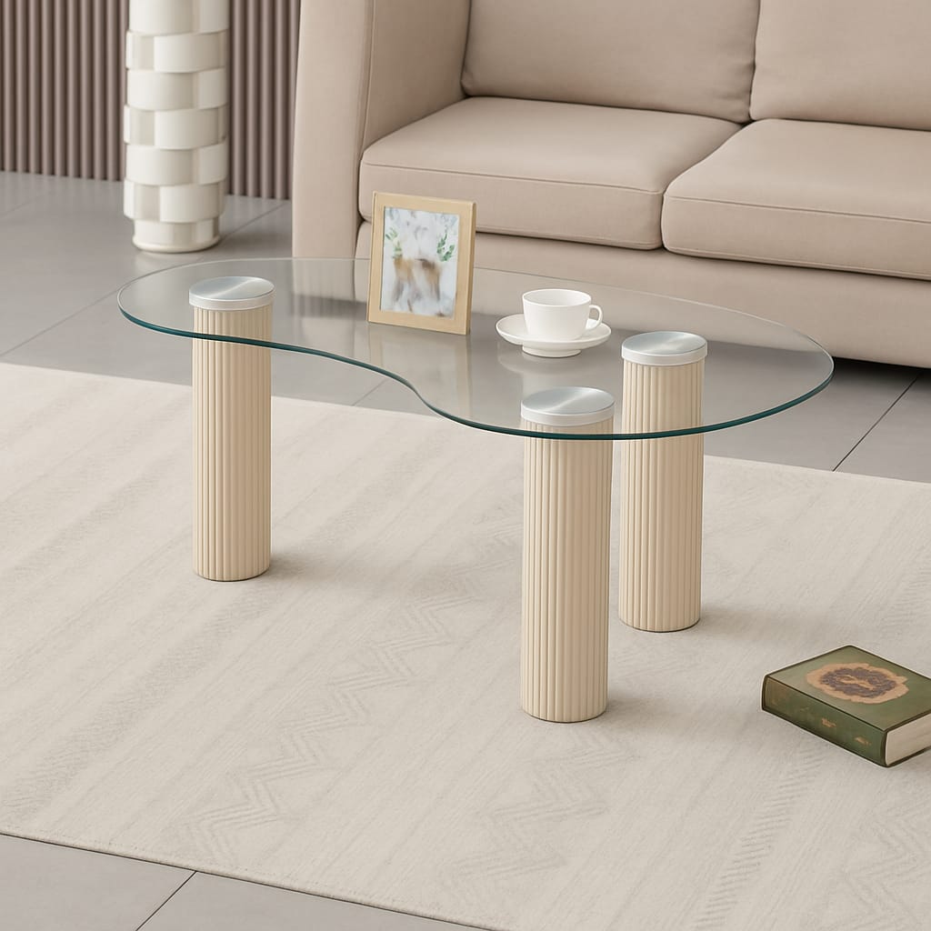 Table basse "Pylone" en verre
