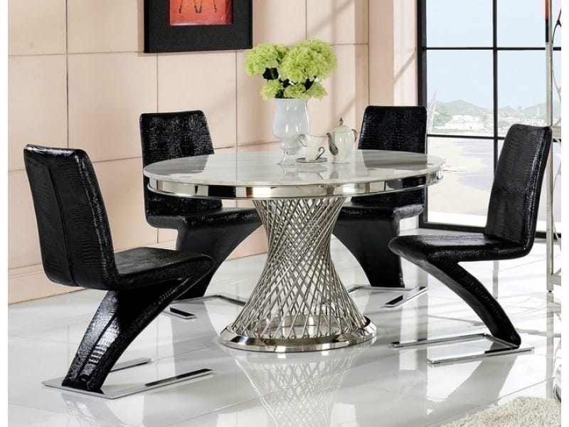 Table à manger "Chrome marbre blanc"