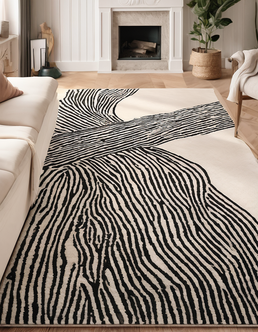 Modern Black and White Area Rug