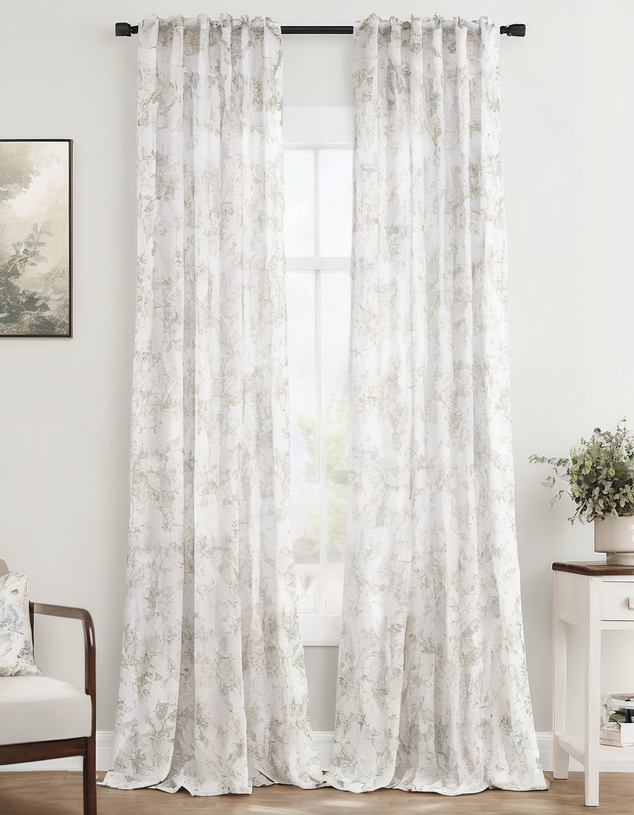 Floral Patterned Sheer Curtains
