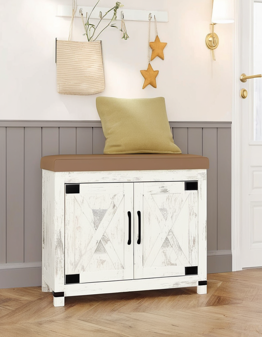Rustic Entryway Storage Bench