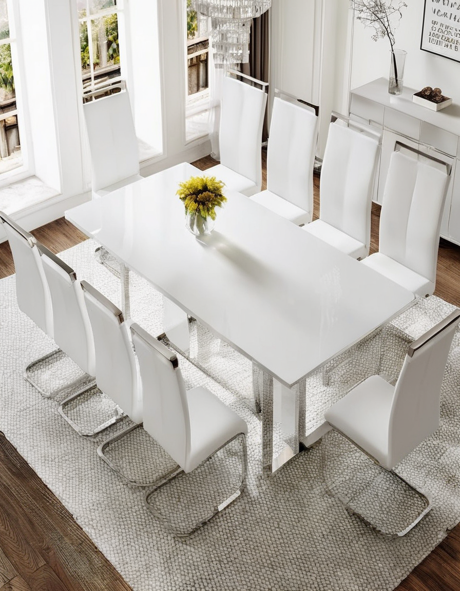 Modern White Dining Table Set