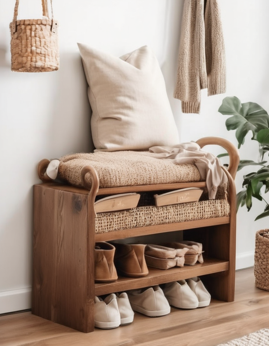 Wooden Entryway Bench