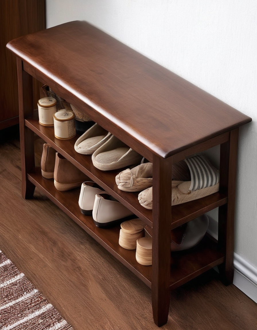 Wooden Shoe Rack Bench
