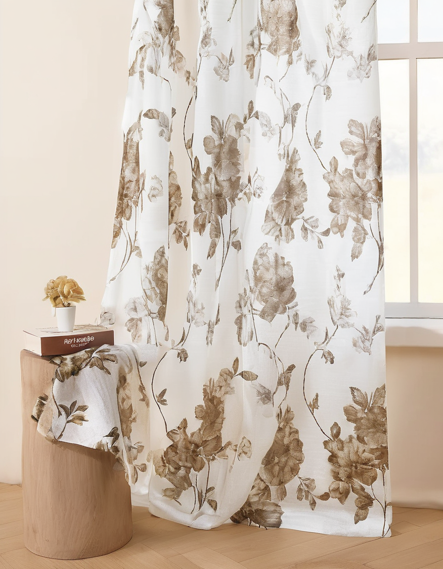 Floral Sheer Curtain Panel