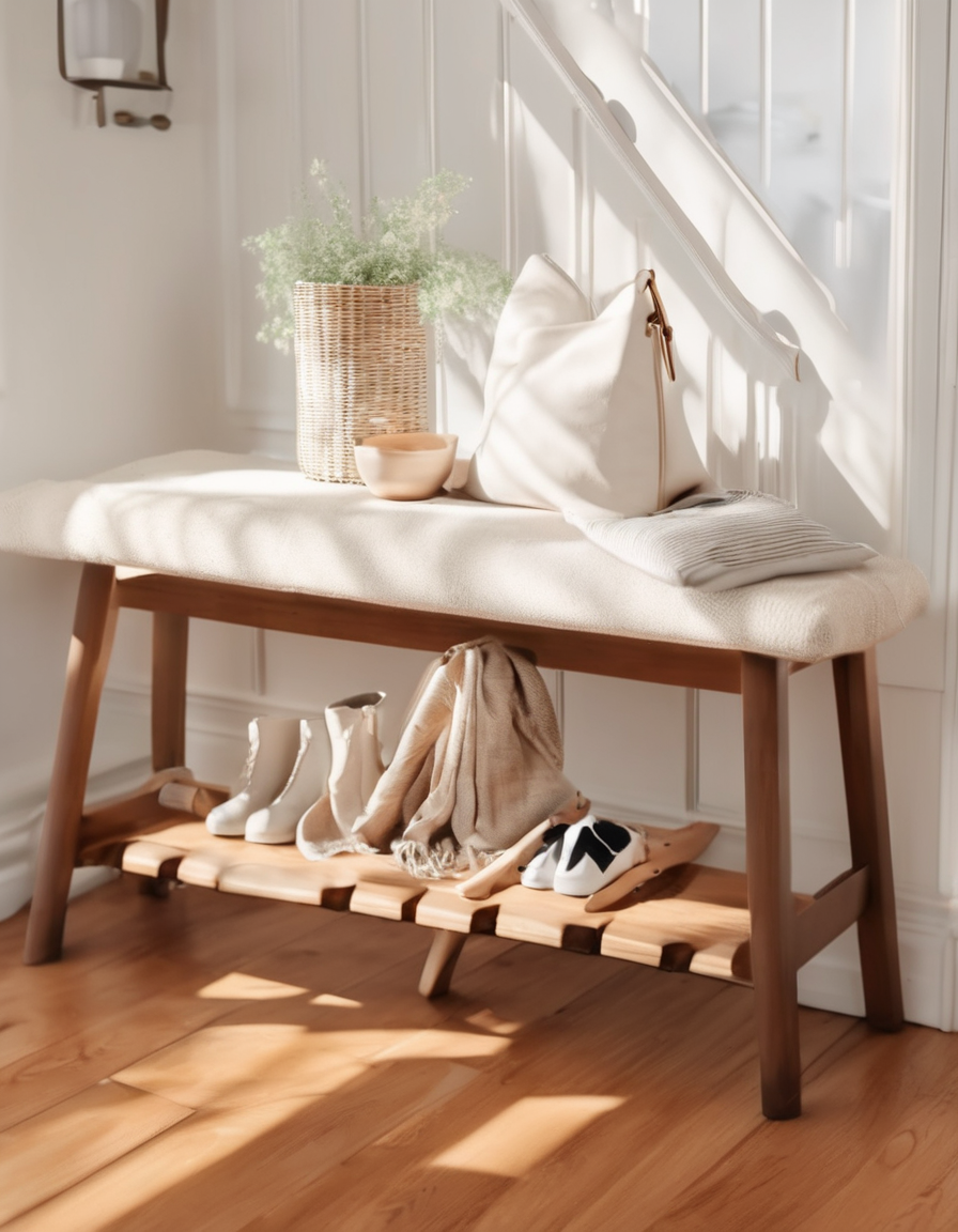 Mid-century entryway bench