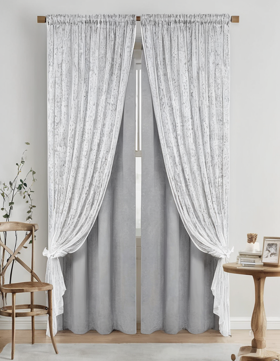 Elegant White Patterned Curtains