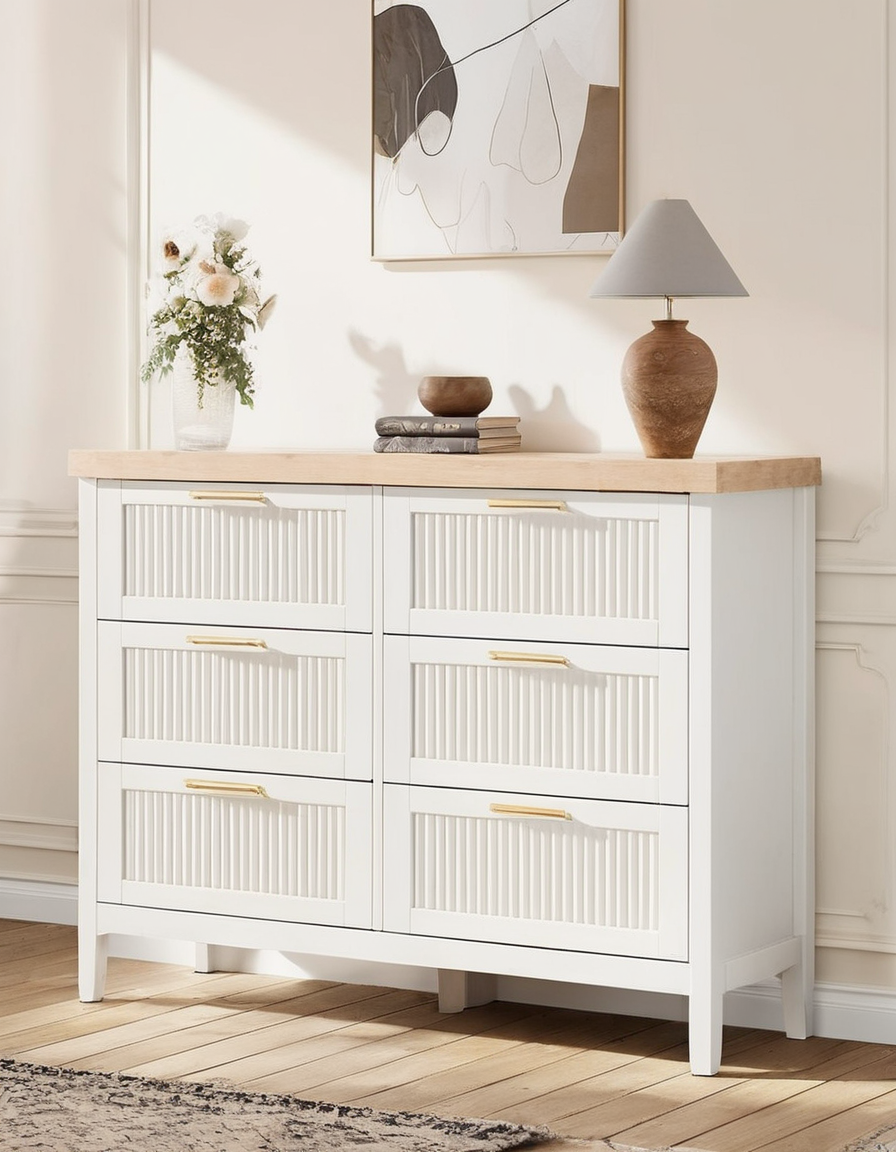 Modern white wooden dresser