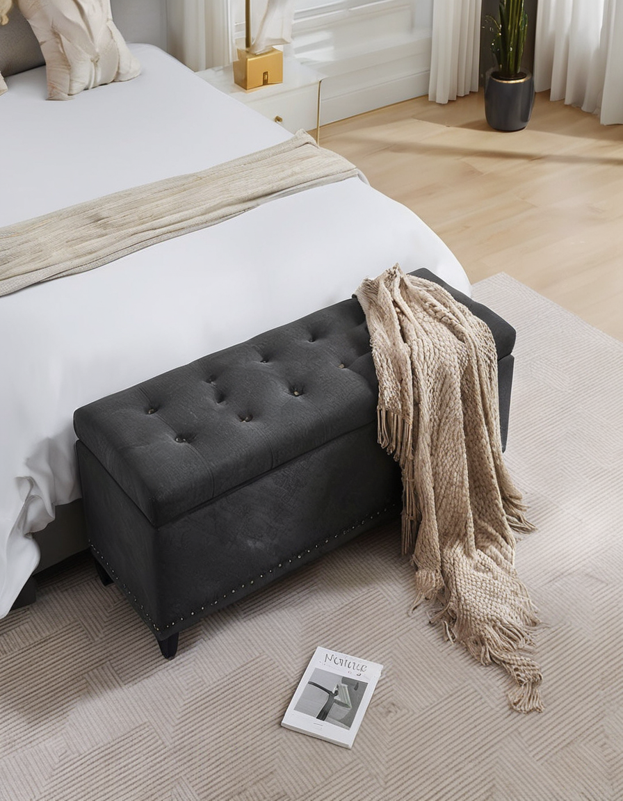 Upholstered Storage Ottoman Bench
