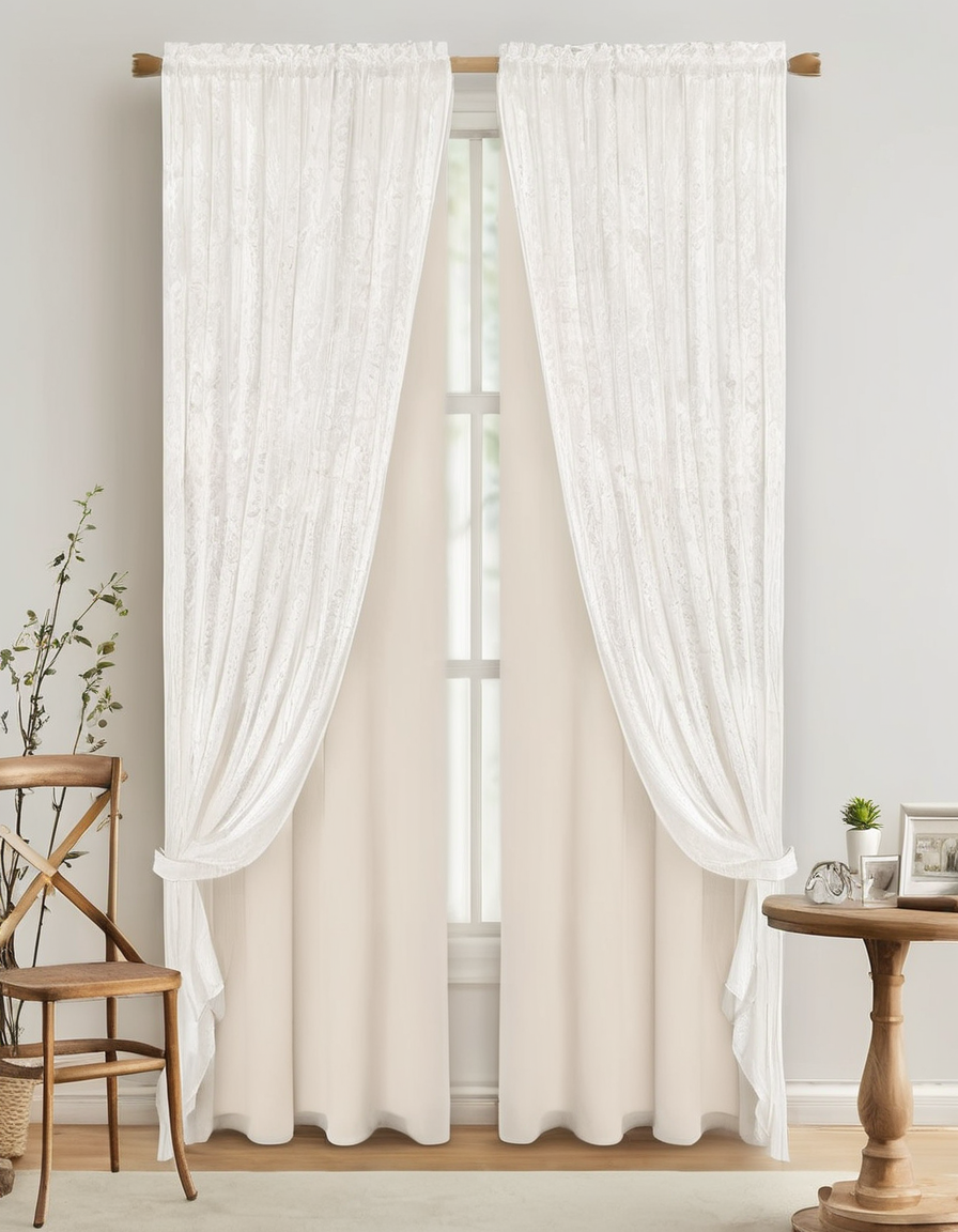 White Lace Window Curtains