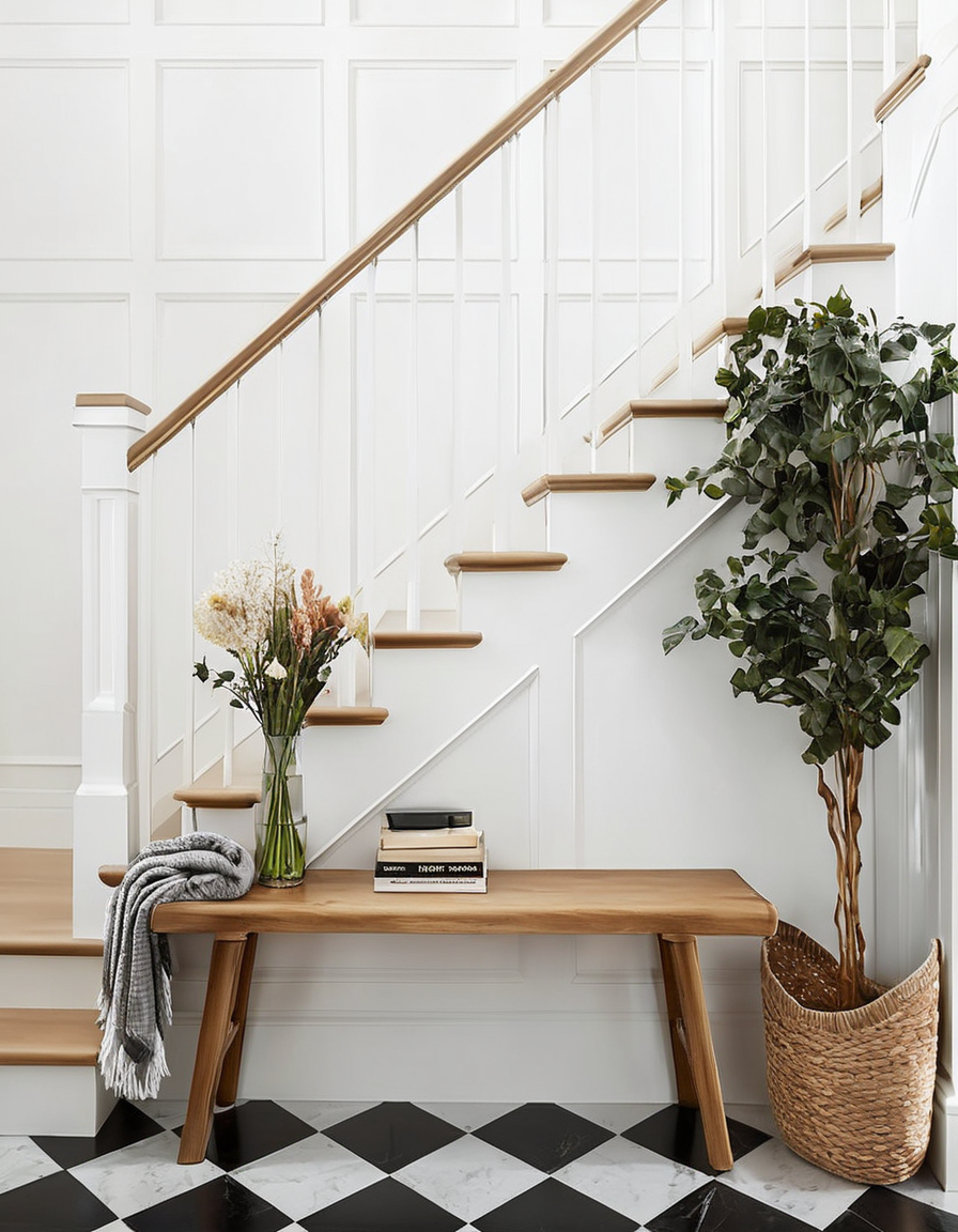 Mid-Century Modern Wooden Bench