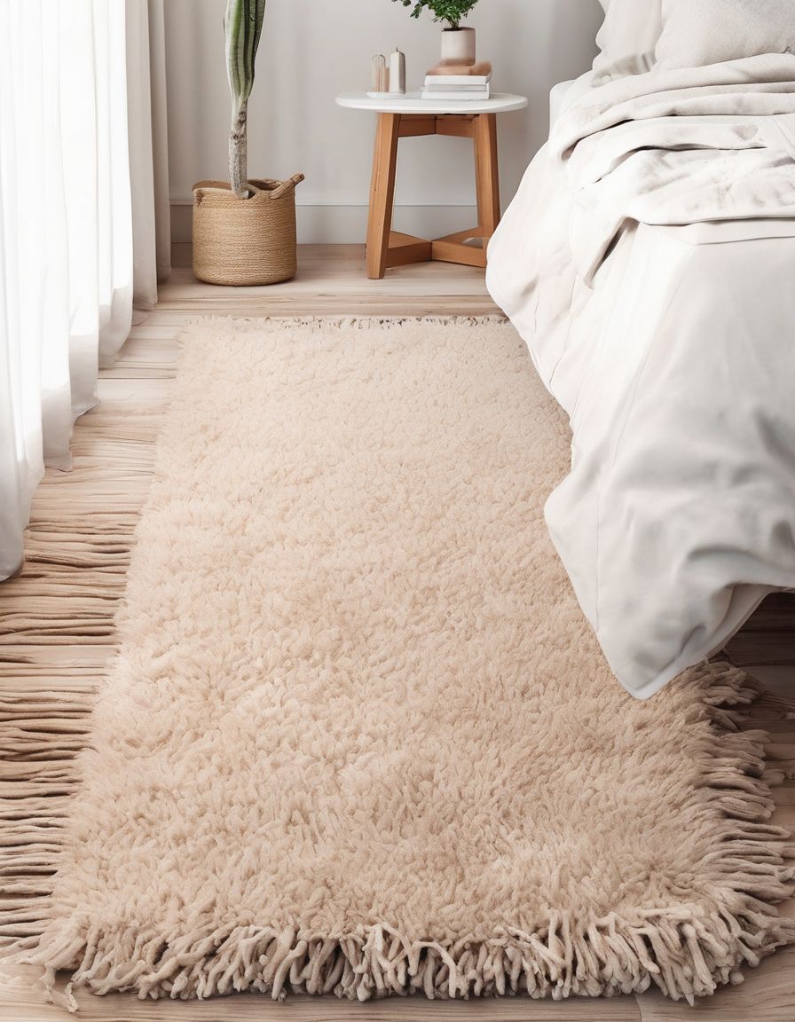 Plush Beige Shag Area Rug