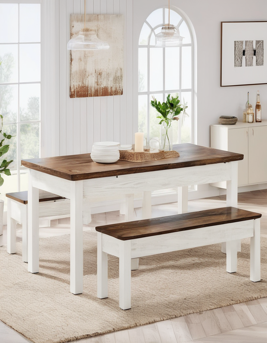 Rustic Wooden Dining Table Set