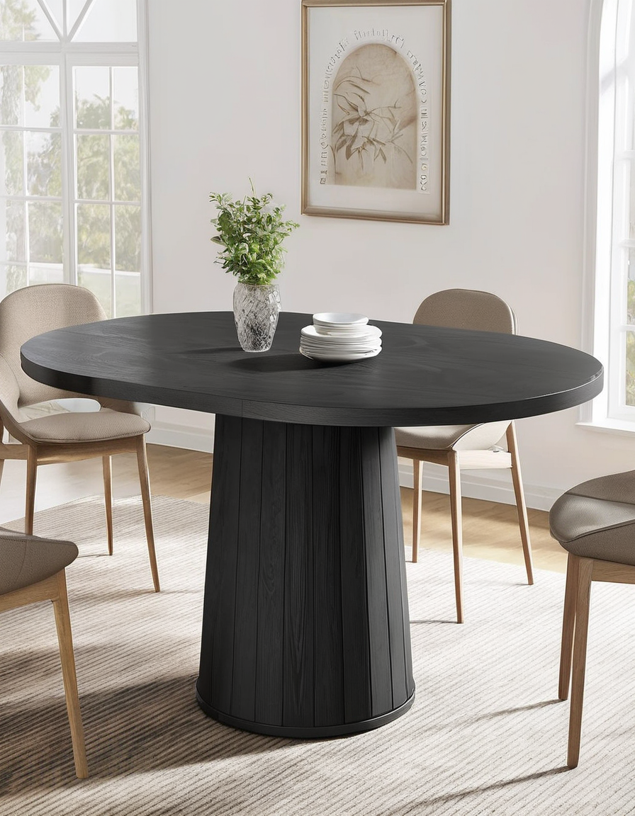 Modern Black Round Dining Table