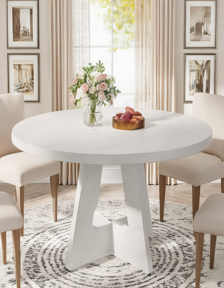 Modern White Round Dining Table