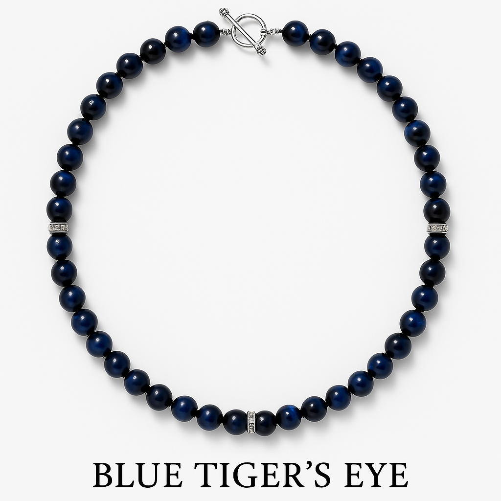 Blue Tiger’s Eye Beaded Necklace - Short