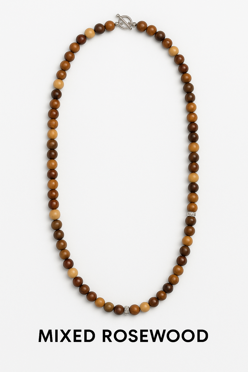 Mixed Rosewood Bead Necklace - Long