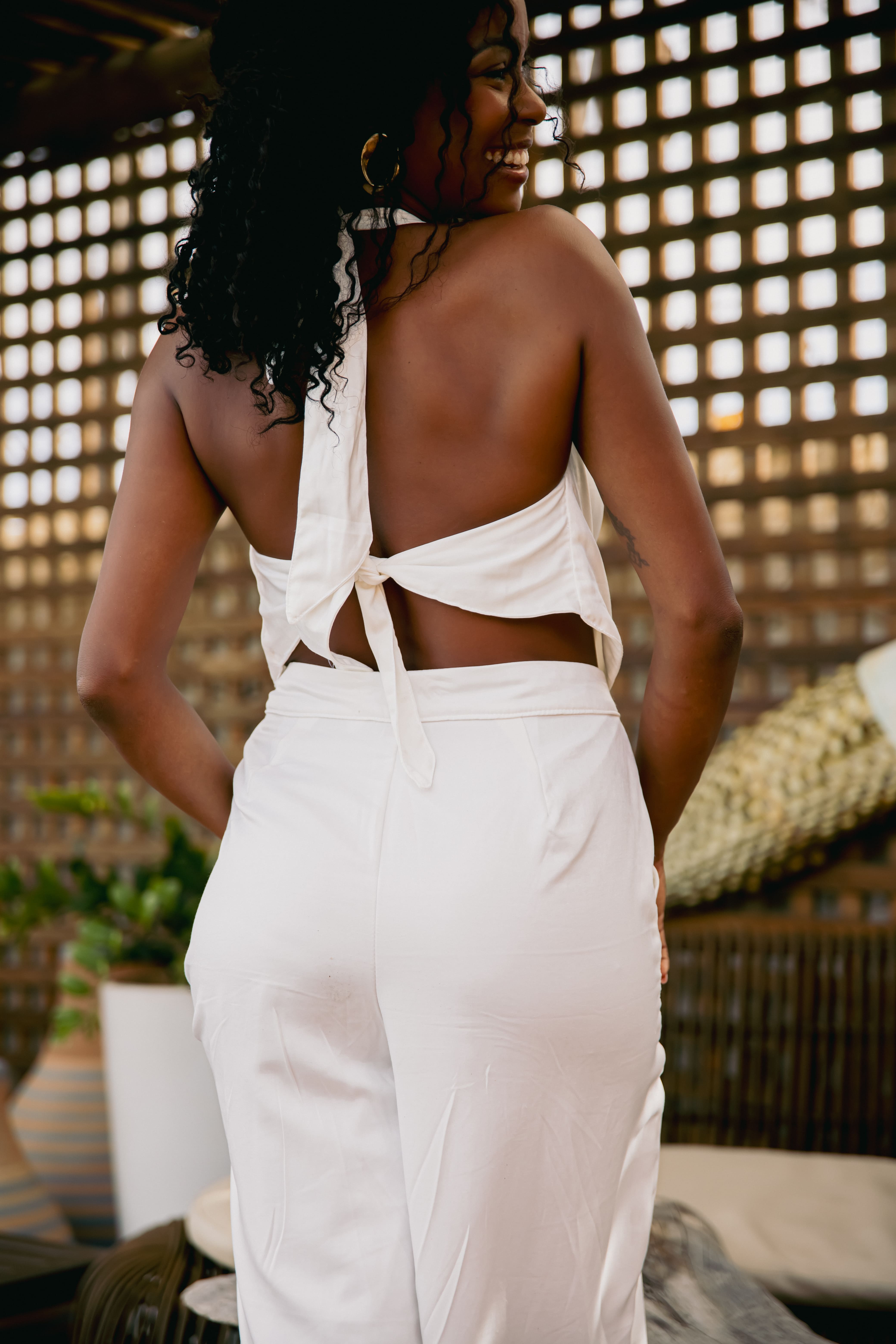 Conjunto Cropped e Calça  Garapuá Acetinado