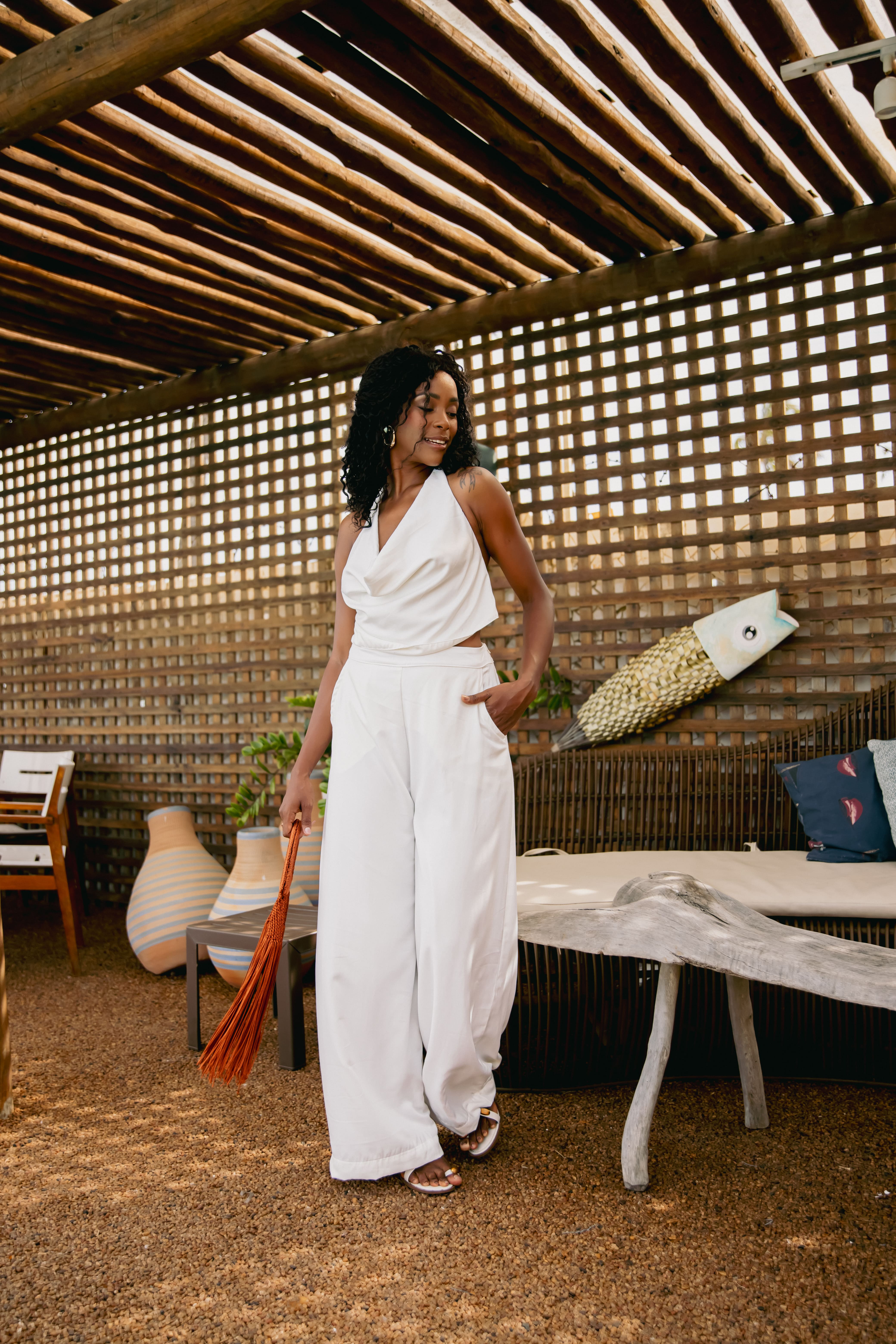 Conjunto Cropped e Calça  Garapuá Acetinado