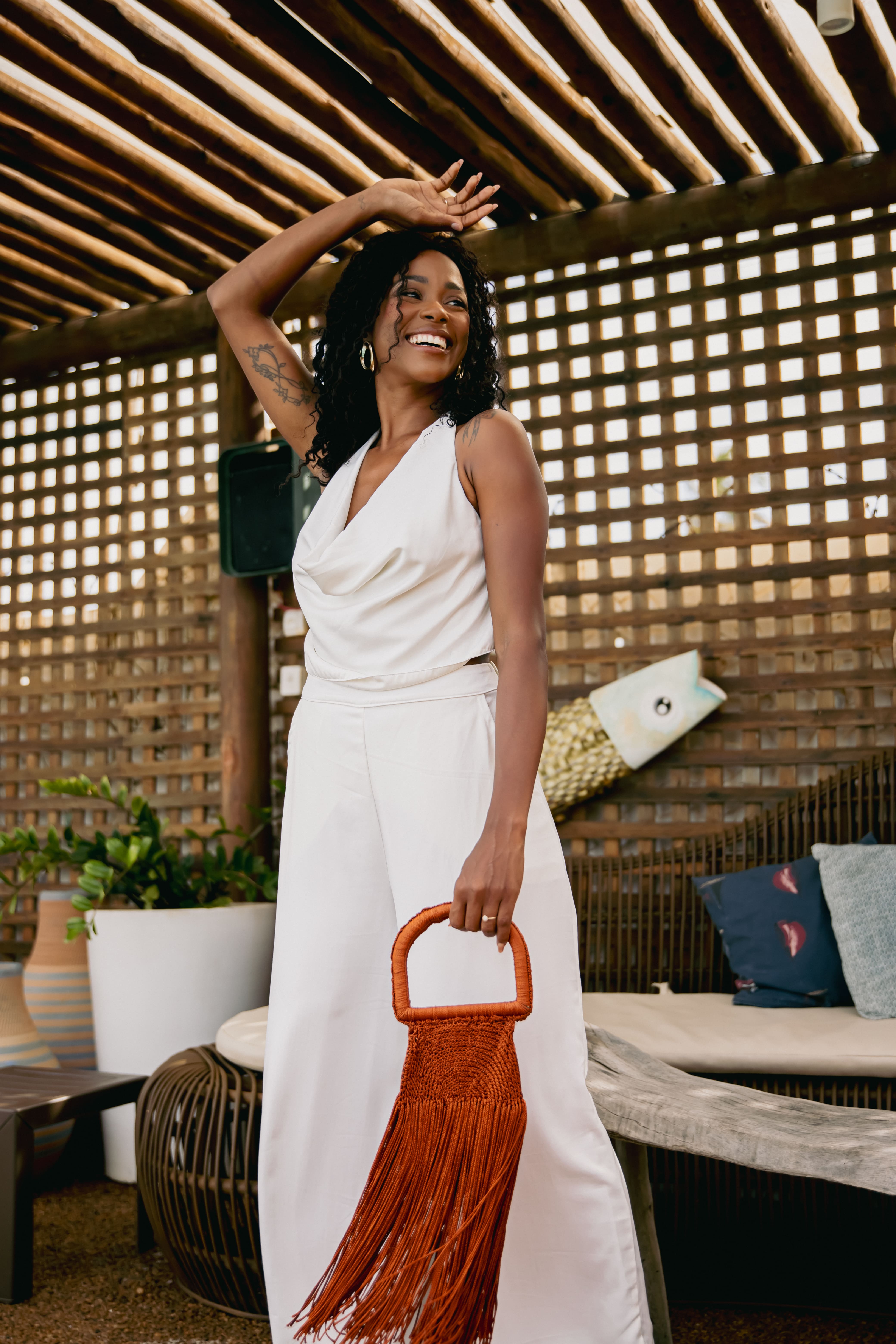 Conjunto Cropped e Calça  Garapuá Acetinado