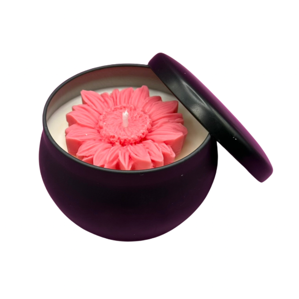 Floral Scented Candle in Decorative Tin
