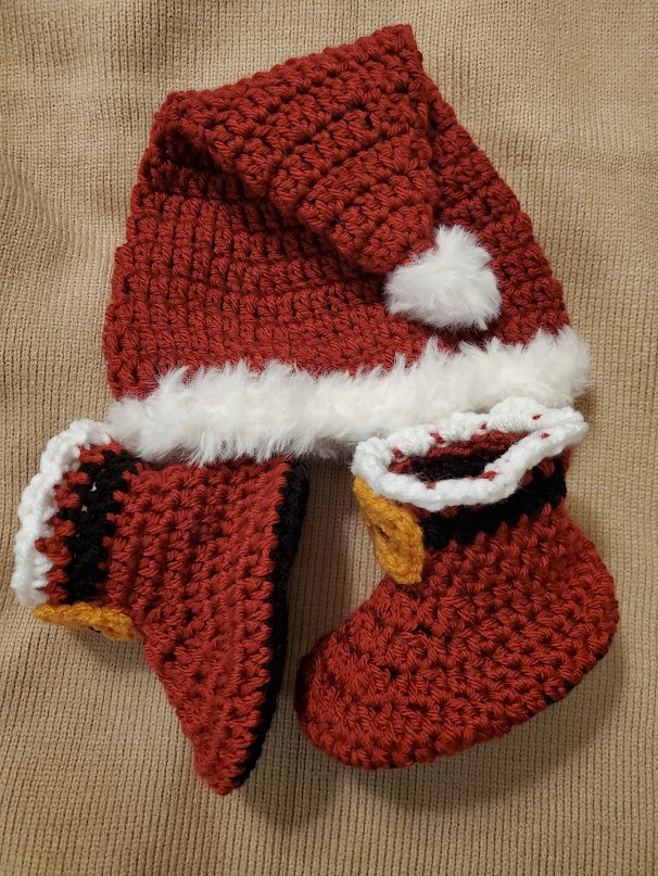 Baby Santa Hat and Booties Set