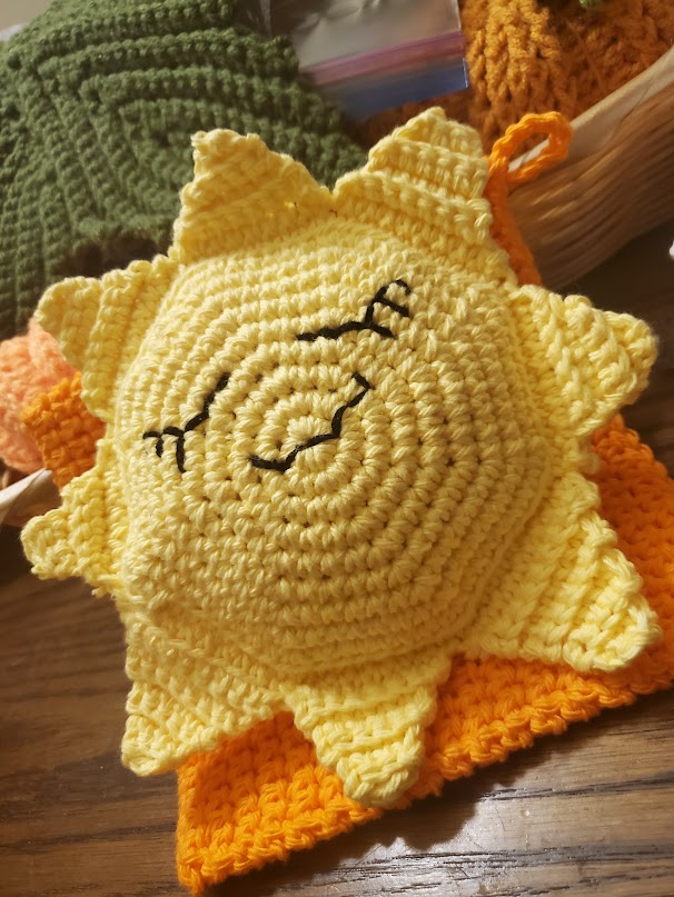 Handmade Crochet Sun Pillow
