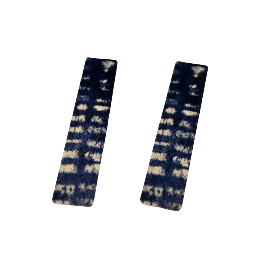 Indigo Shibori Patterned Post Earrings