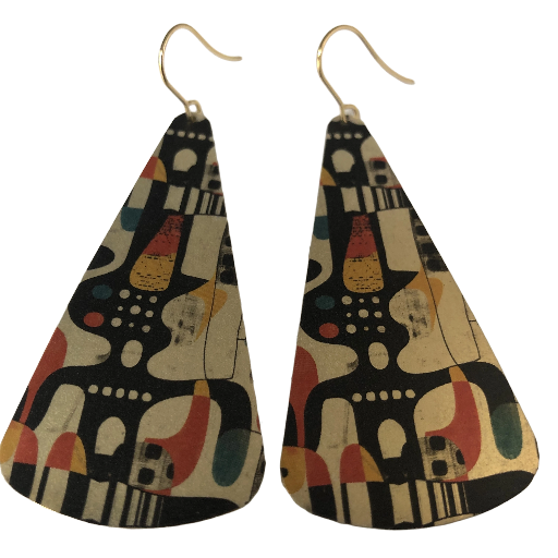 Abstract Pattern Large Drop Earrings