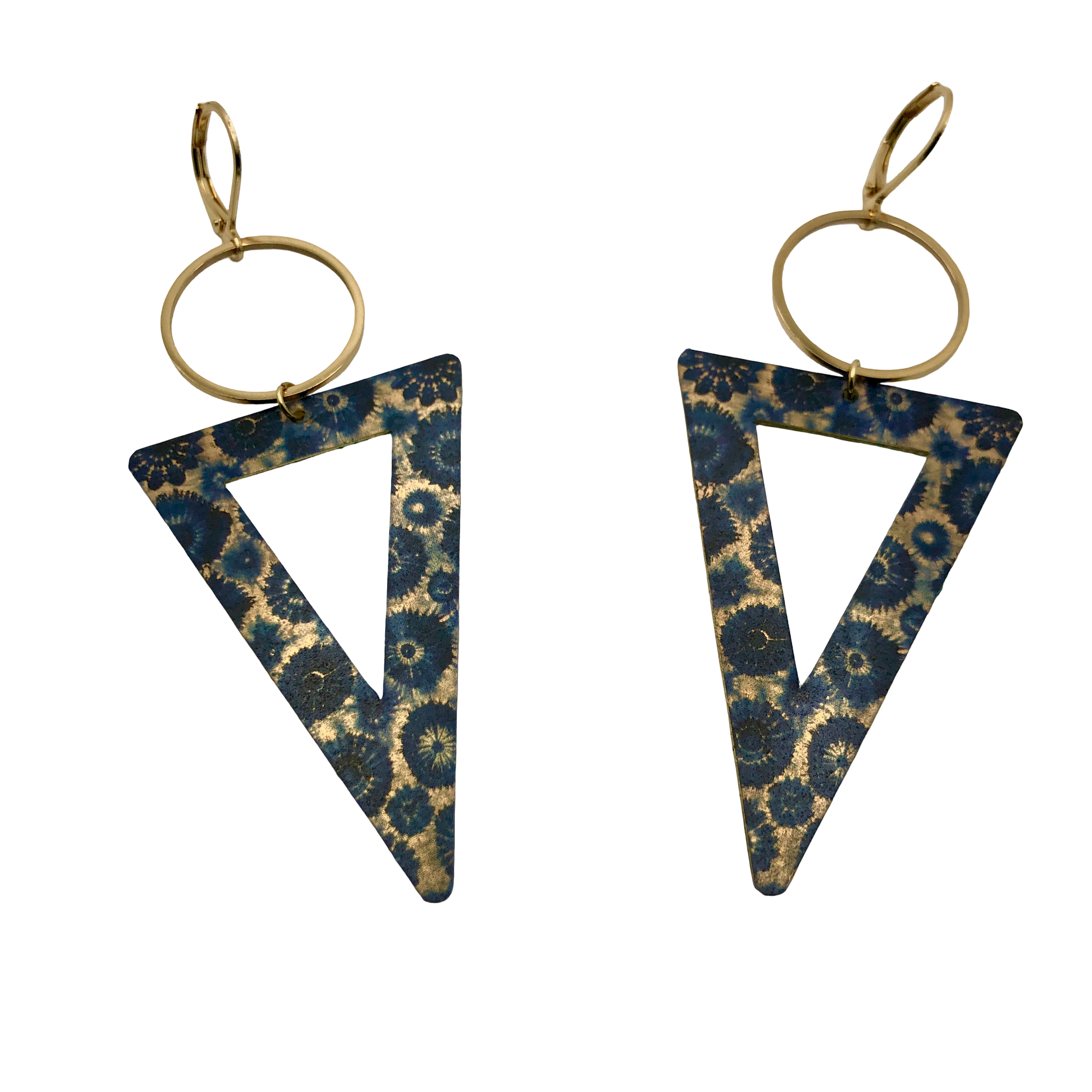 Tie Dye Patterned Triangle Earrings