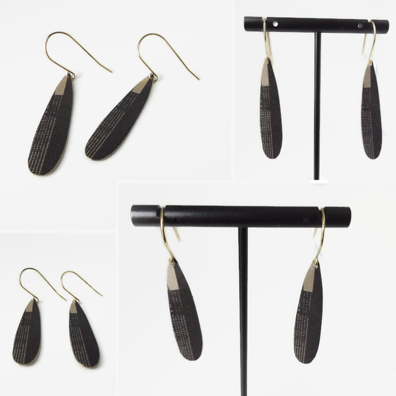 Black And Tan Elongated Drop Earrings