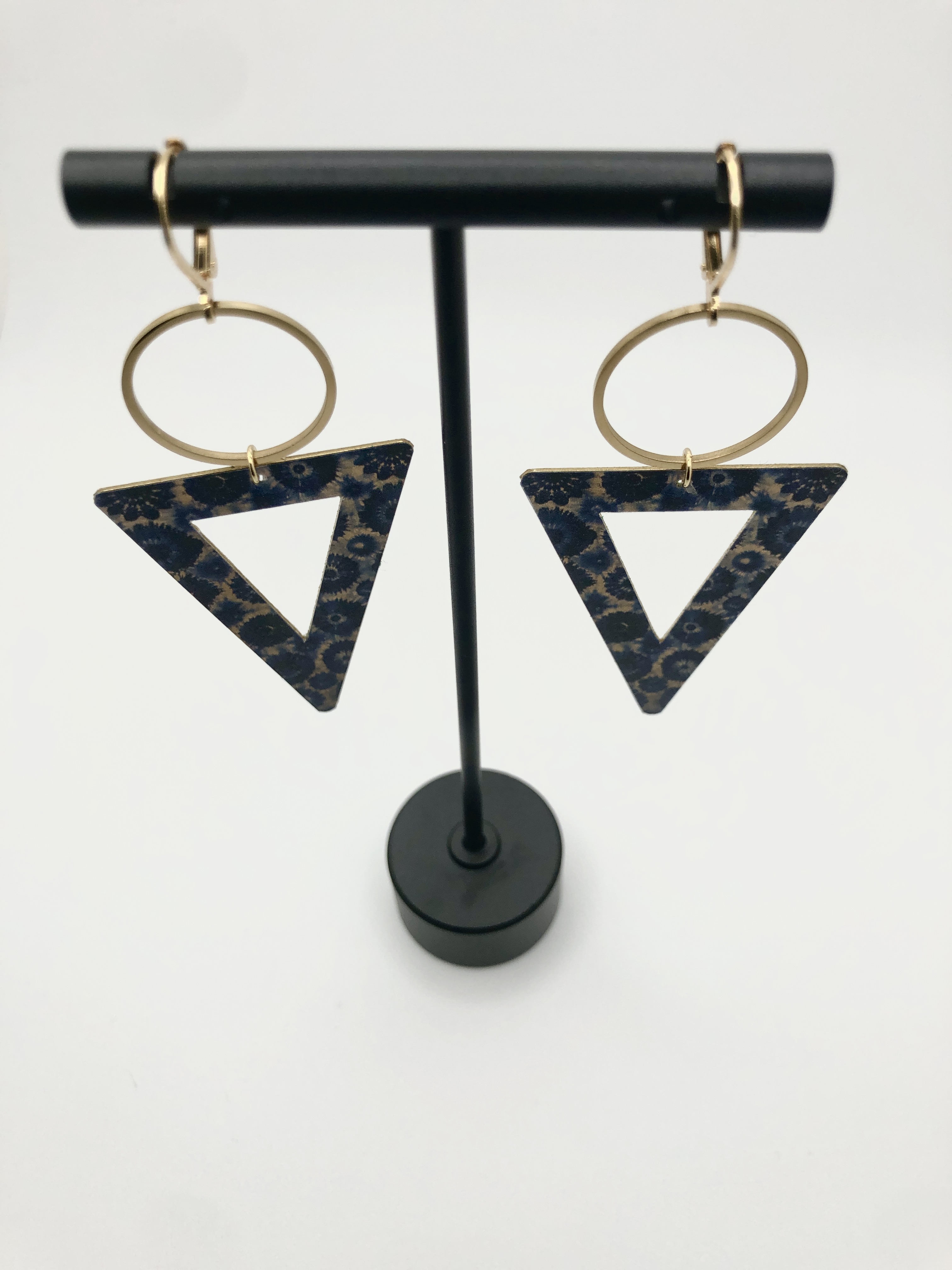 Tie Dye Patterned Triangle Earrings