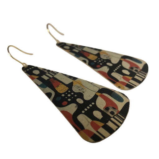 Abstract Pattern Large Drop Earrings