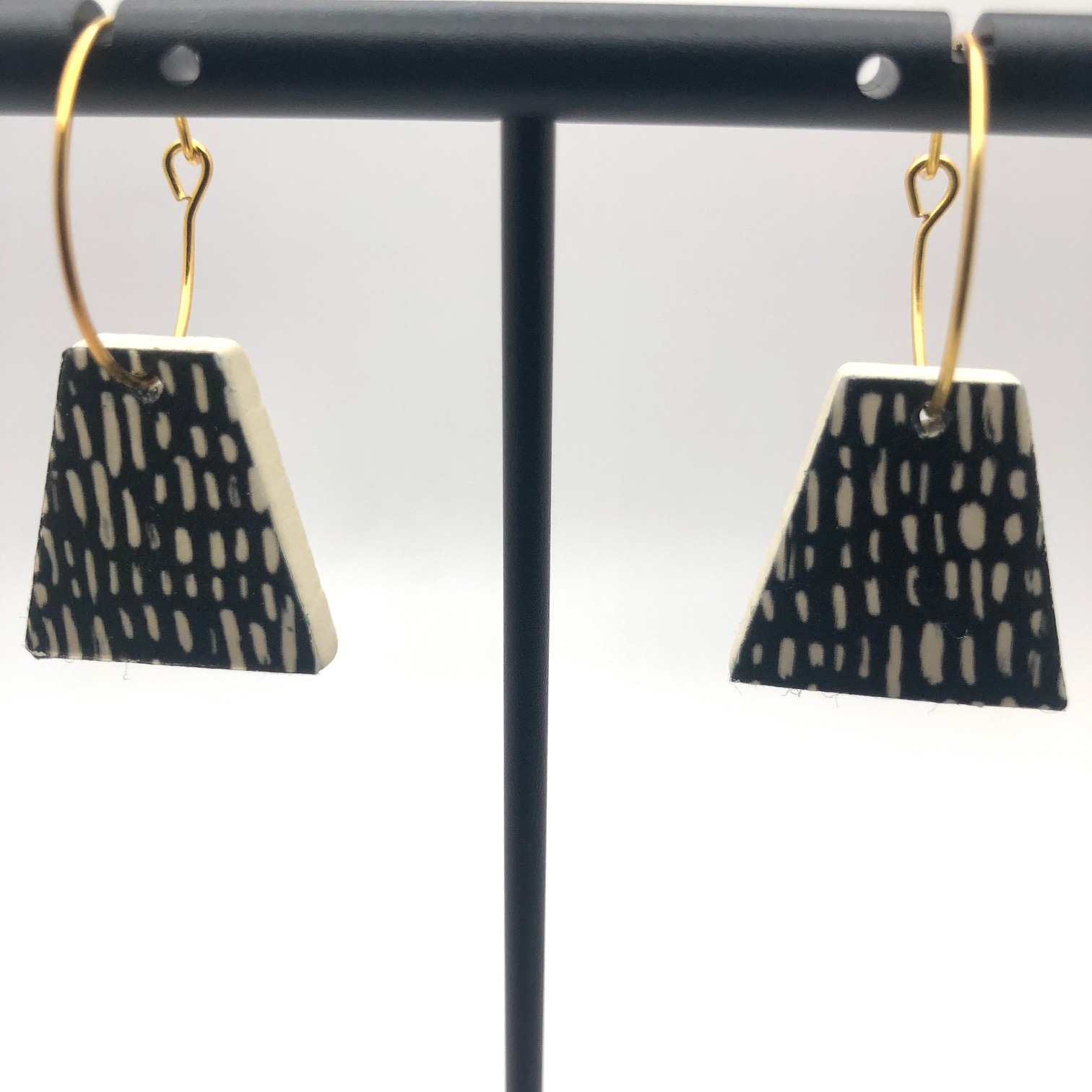Geometric Wood Pattern Earrings