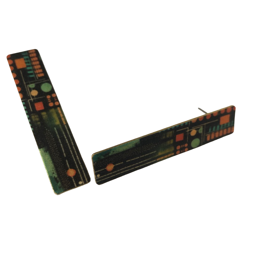 Vintage Abstact Patterned Post Earrings