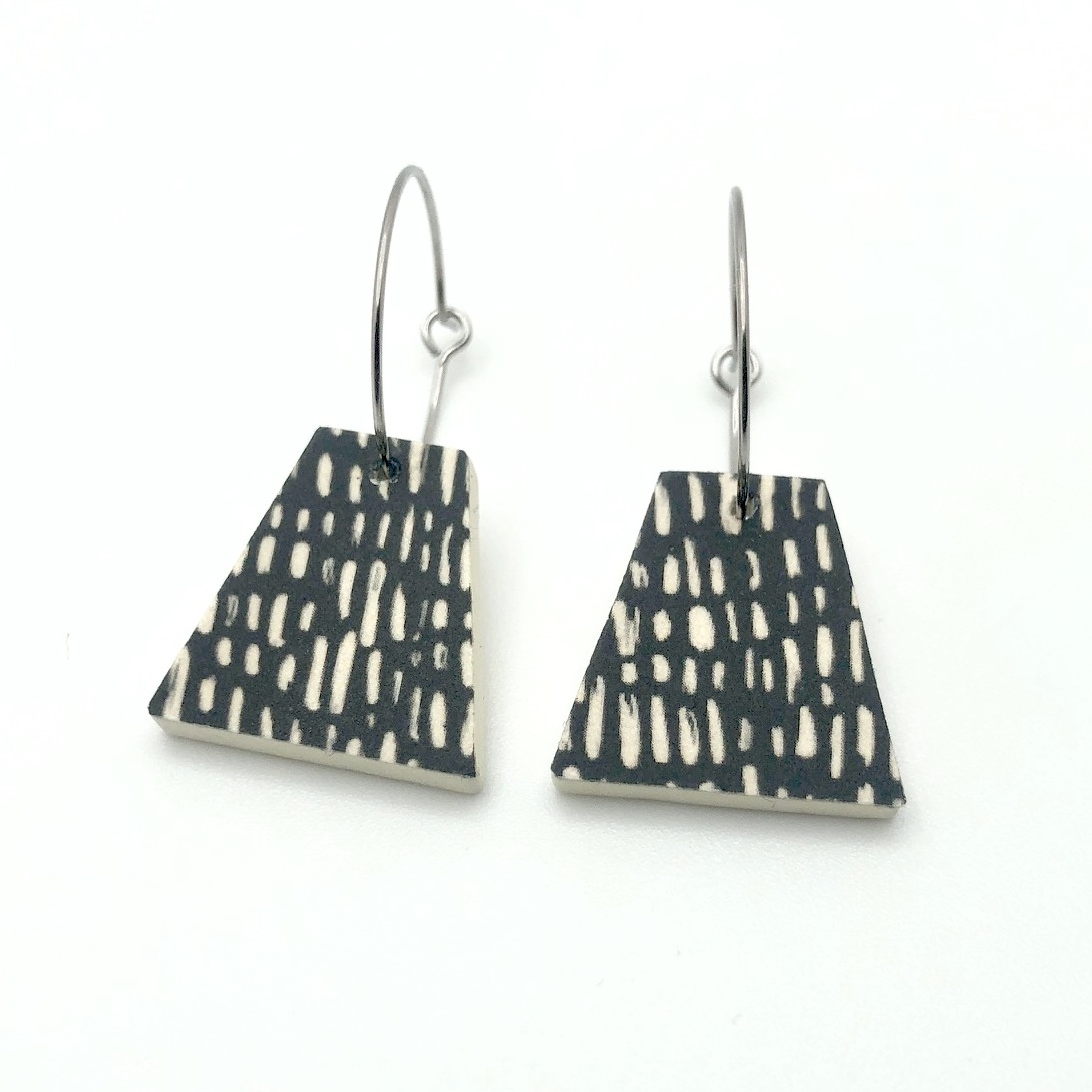 Geometric Wood Pattern Earrings