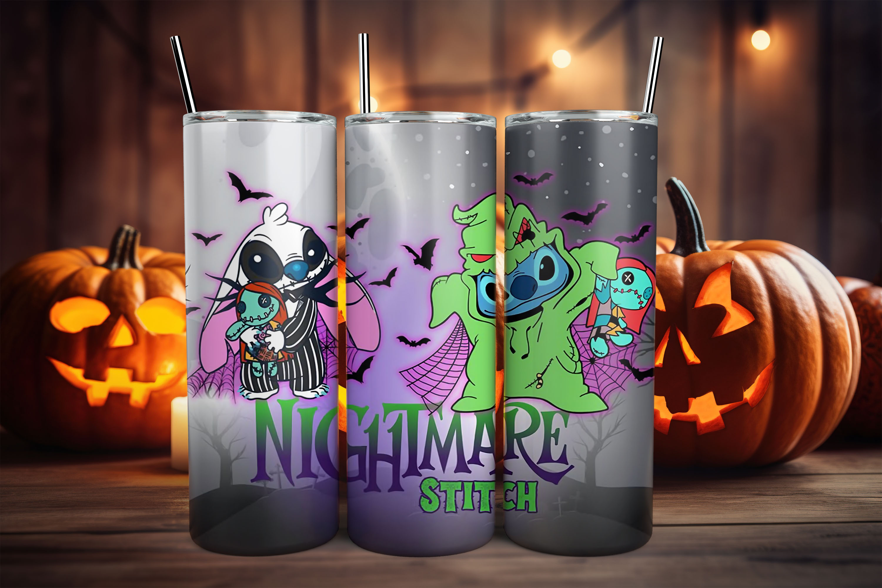 Vaso termo de Halloween con personajes animados